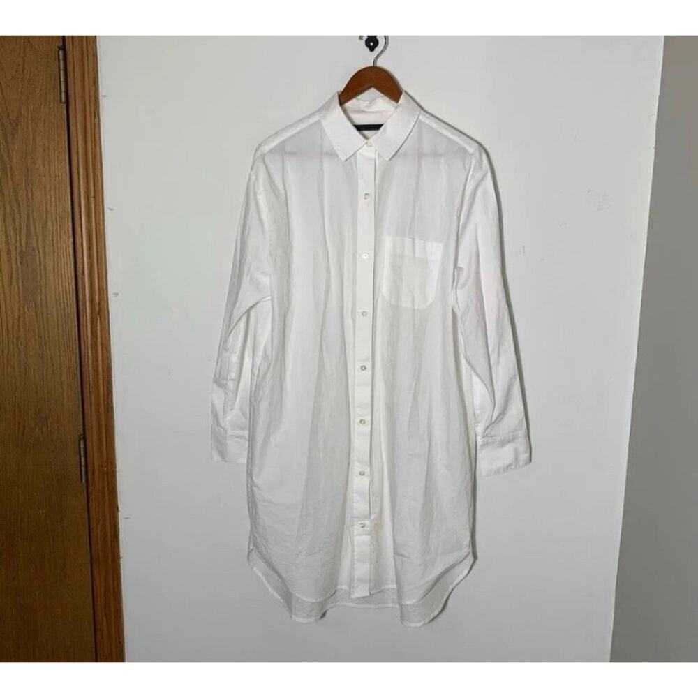 Womens JENNI KAYNE Poplin Shirt Dress white size M EUC! - Picture 3 of 4